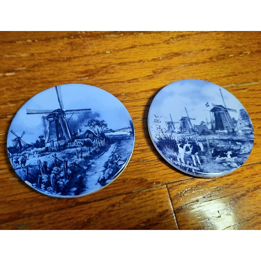 2 vintage Ter Steege Delft Blue/Blauw coasters